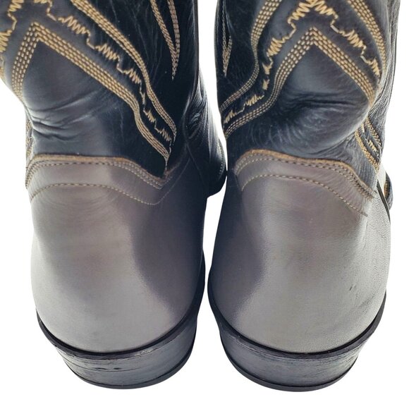 Vintage Tony Lama Men's size 9E Gray Black leather lizard wing tip Cowboy boots - Picture 13 of 16